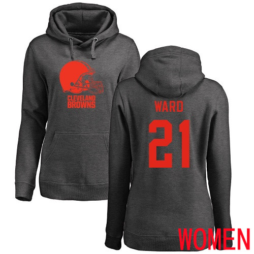 Cleveland Browns Denzel Ward Women Ash Jersey #21 NFL Football One Color Pullover Hoodie Sweatshirt->women nfl jersey->Women Jersey